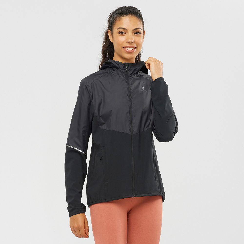 Salomon AGILE WIND Chaquetas Mujer - Negras - Colombia (96185-MJSV)